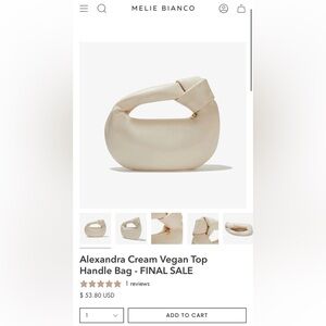 MELIE BIANCO Alexandra Cream Vegan Top
Handle Bag